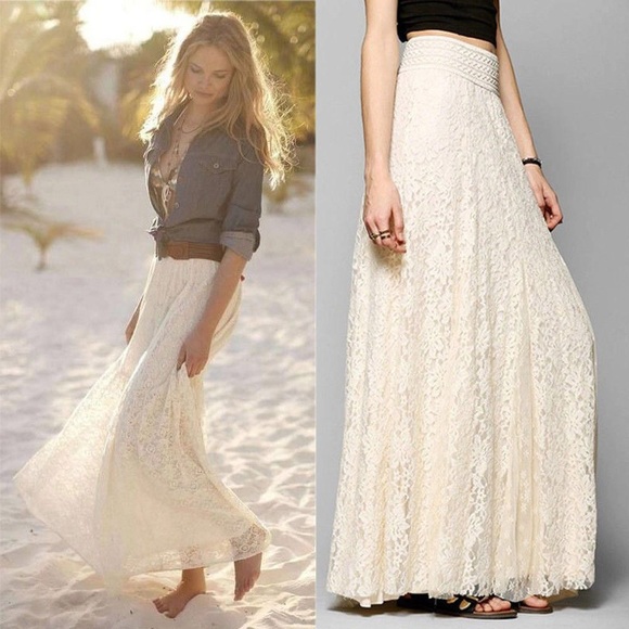 High Waisted Lace Maxi Skirt - Picture 4 of 6